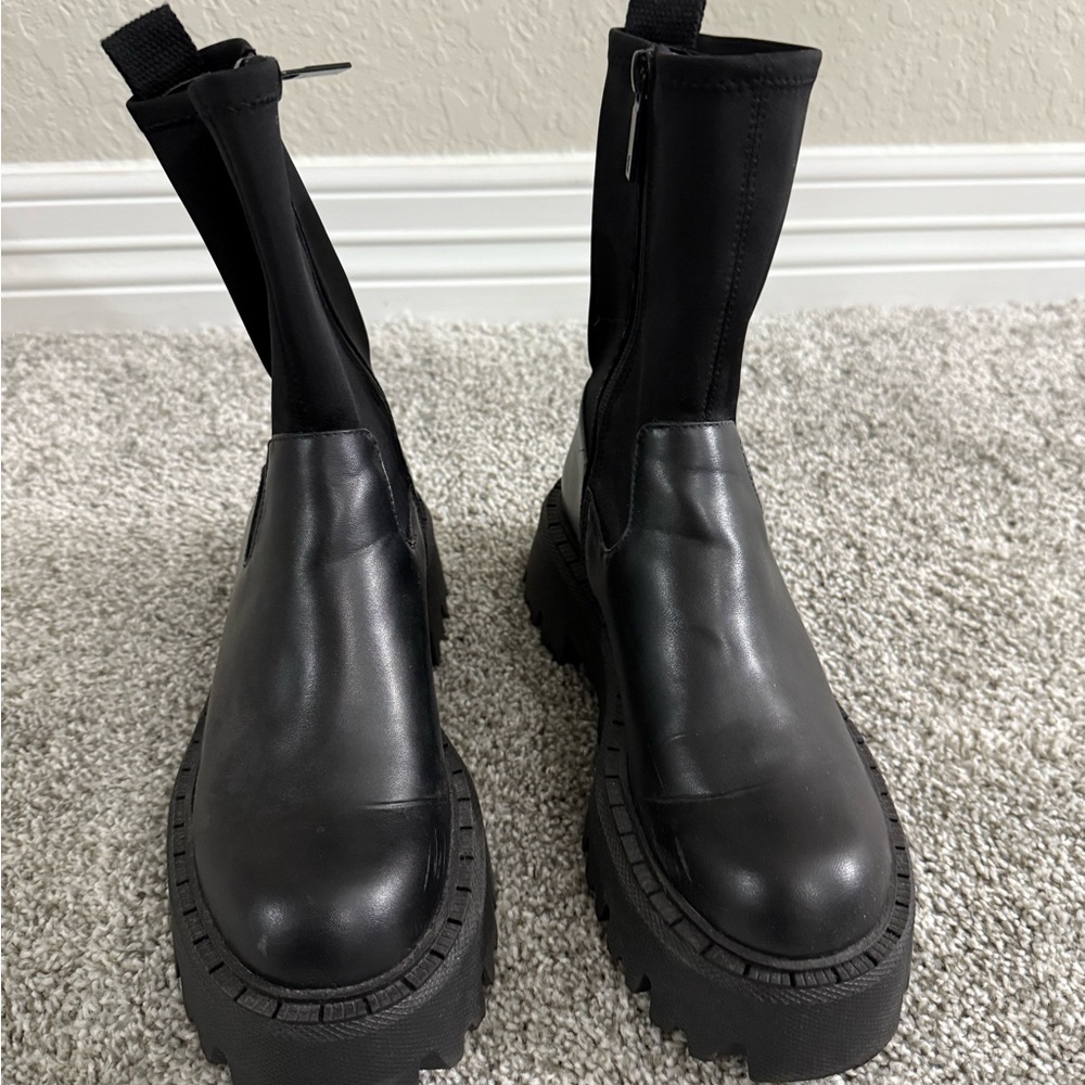 Zara Black Platform Ankle Boots